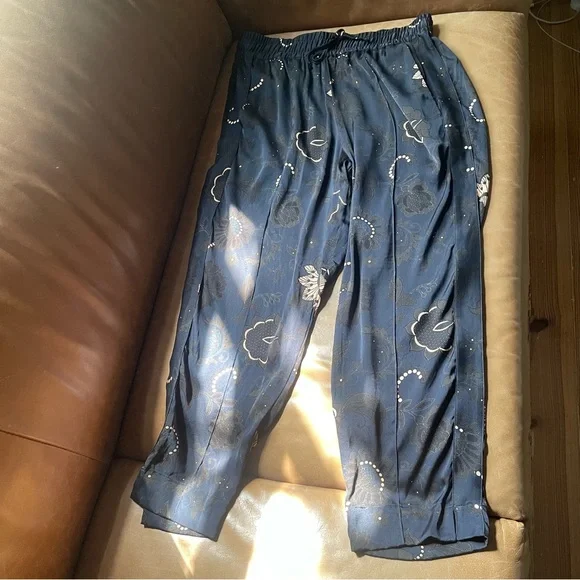 Tucker NYC silk navy floral pants elastic luxe designer moody print Julia pant - Picture 5 of 10